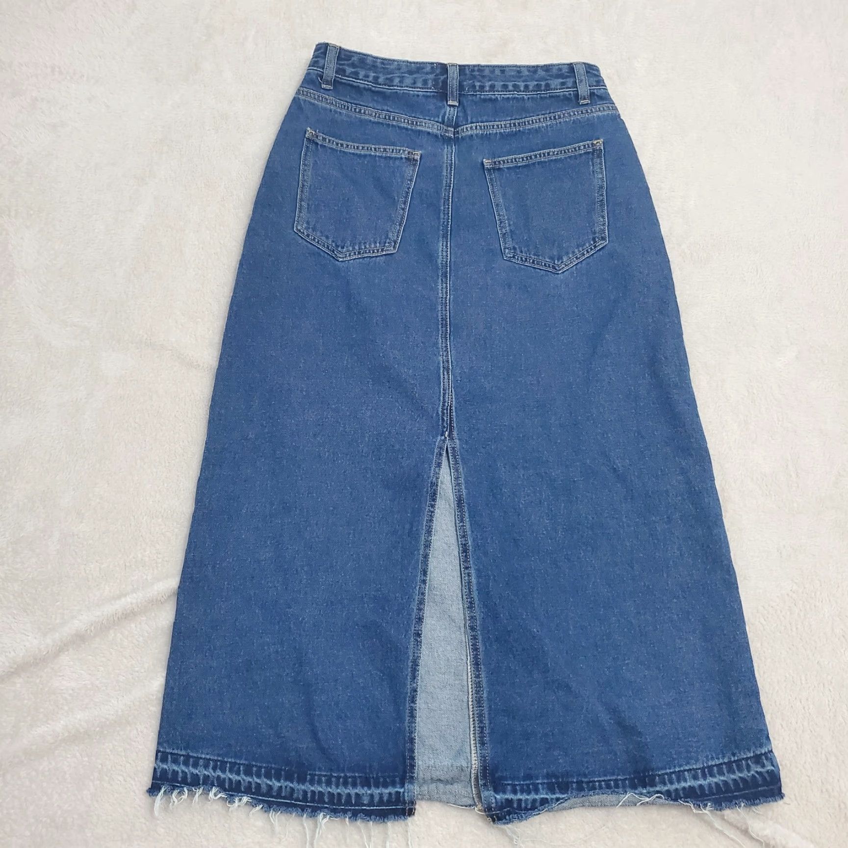 Bdg BDG Denim Midi Skirt Womens M Blue Medium Wash A-Line Release Hem Western Boho Skirt Size 32" / US 10 / IT 46 - 2 Thumbnail