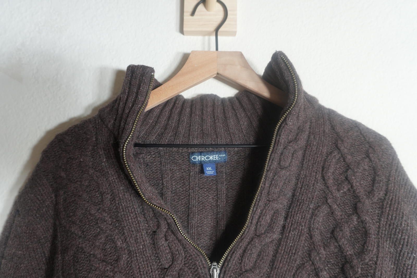 Cherokee Cherokee Jacket Men's XXL Brown Lambs Wool Cable Knit Zip Size US XL / EU 56 / 4 - 2 Thumbnail