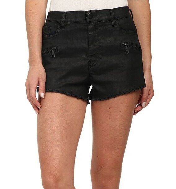 Diesel DIESEL Womens Black High Waisted Raw Hem Zipper Moto Shorts Size 26" / US 2 / IT 38 - 4 Thumbnail