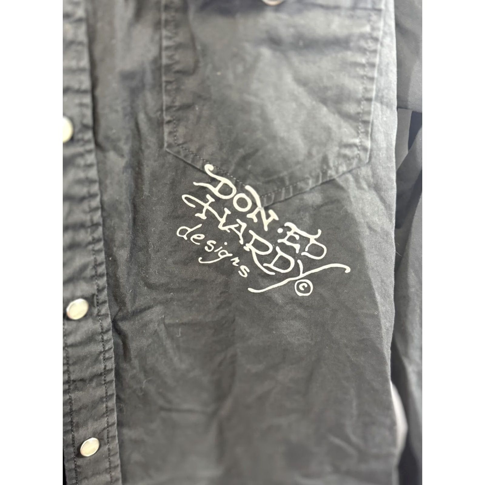 Ed Hardy VINTAGE Ed Hardy Shirt Mens Large Black Button Up Love Kills Slowly Tattoo Art Western Size US L / EU 52-54 / 3 - 5 Thumbnail