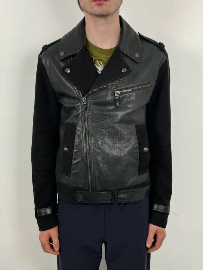 Moschino 2010s Moschino Black Hybrid Leather Perfecto Jacket Size US M / EU 48-50 / 2 - 2 Thumbnail