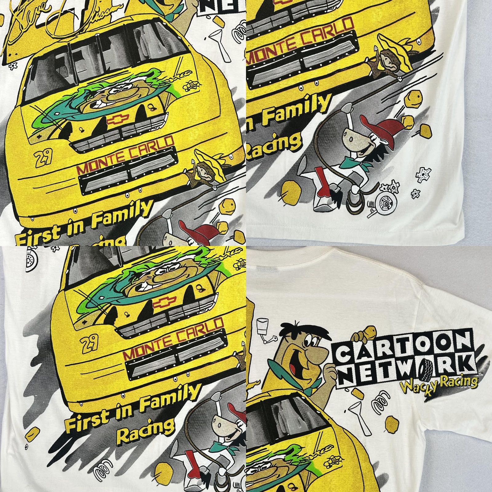 TEE JAYS VINTAGE Flintstones Wacky Races Shirt Mens XL White Cartoon Network Racing 90s Size US XL / EU 56 / 4 - 10 Thumbnail