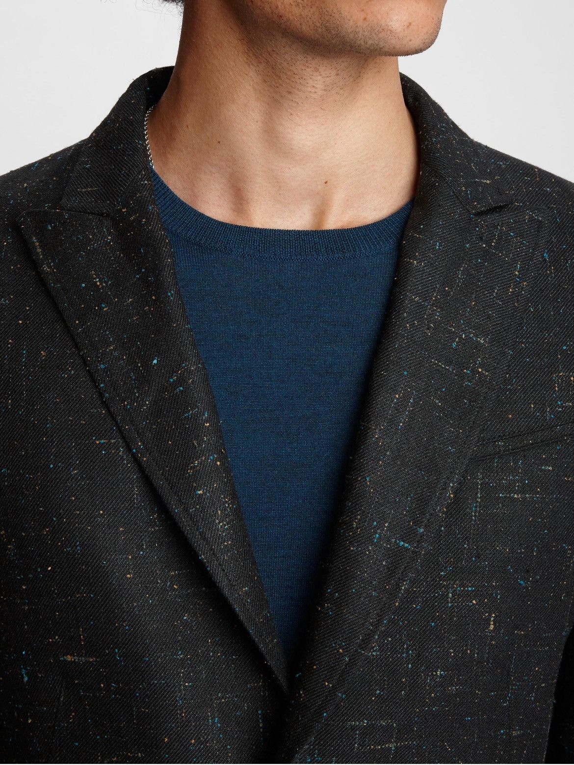 John Varvatos Black Slim-Fit Peak Lapel Two-Button Blazer. Size 50 Size US M / EU 48-50 / 2 - 6 Thumbnail