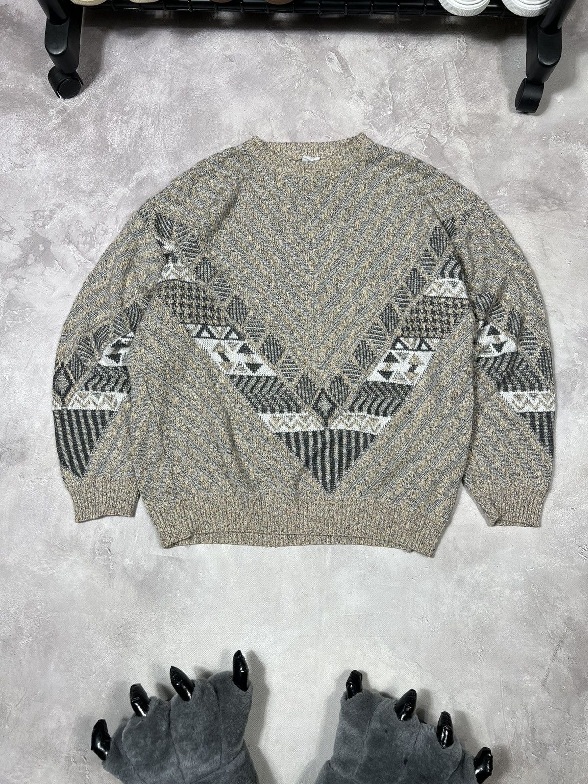 Vintage Vintage 90s Polo Ralph Lauren Style Baggy Pattern Sweater Size US XL / EU 56 / 4 - 1 Thumbnail