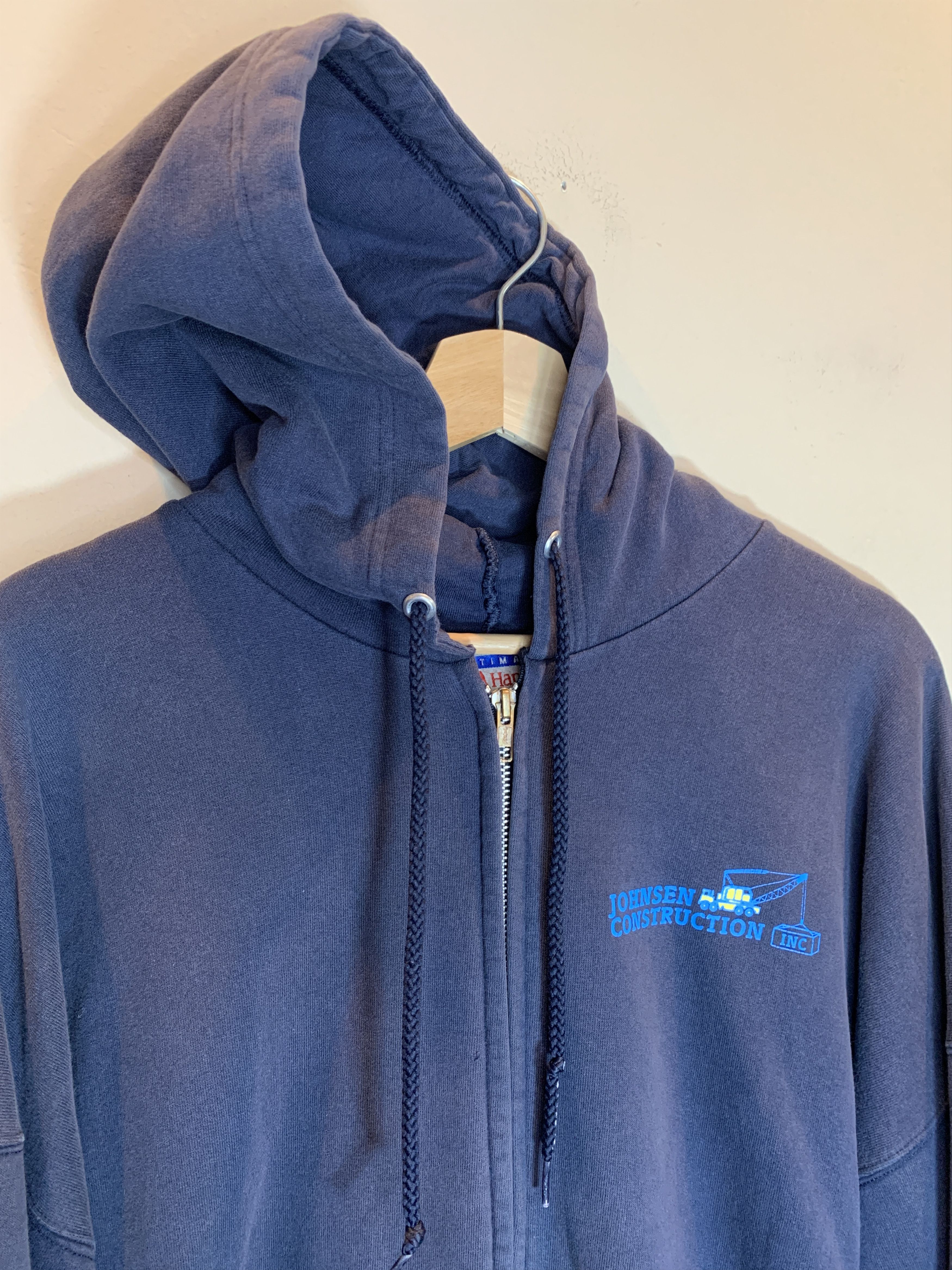 Vintage RARE Vintage 90s Flame Sleeve Construction Distressed Hoodie Size US XL / EU 56 / 4 - 5 Thumbnail