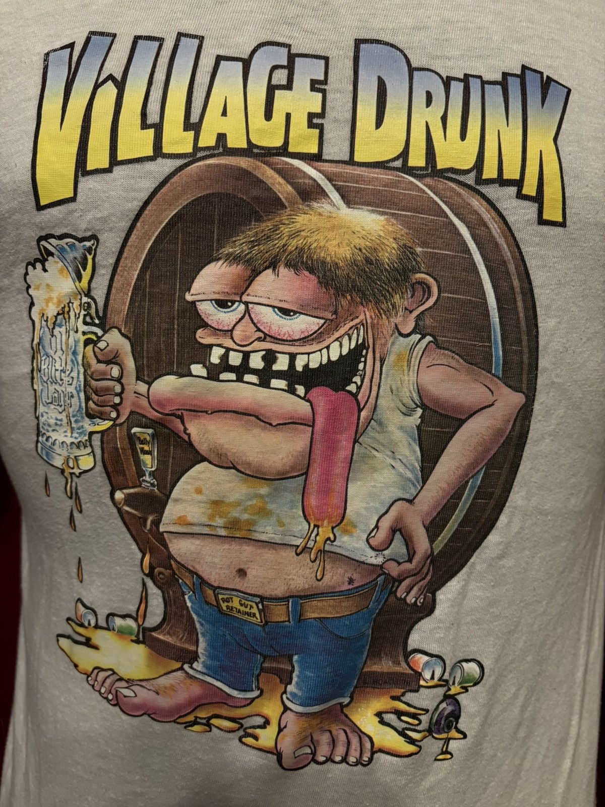 Vintage Vintage Village Drunk Tshirt 80’s Ringer Tee Iron On Grail Size US XL / EU 56 / 4 - 1 Thumbnail