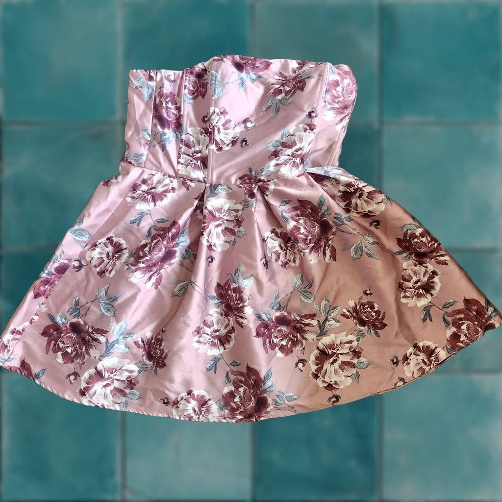 Vintage Speechless Womens Pink Floral Strapless Short Fit & Flare Dress - Size 17 Size 38" / US 16 / IT 52 - 1 Thumbnail