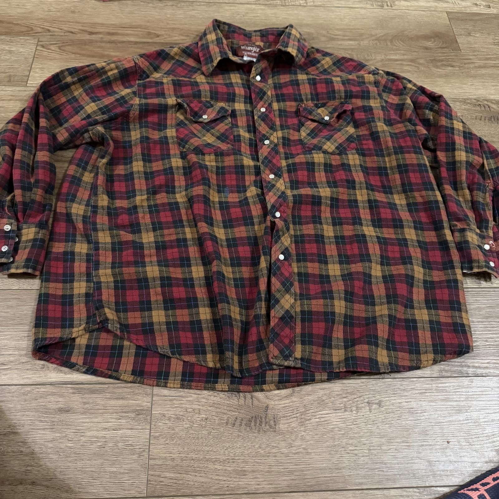 Wrangler Vintage 90s Wrangler Western Flannel Snap Shirt 2X Big Man Size US XXL / EU 58 / 5 - 1 Thumbnail