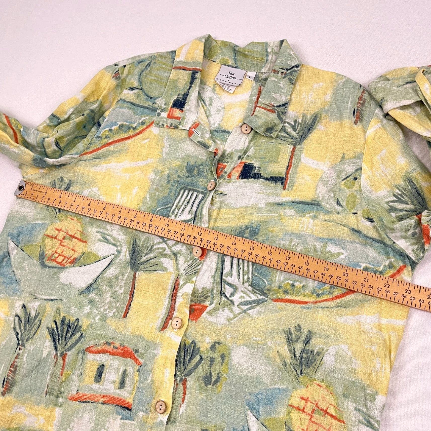 Marcs Hot Cotton Marc Ware Shirt Womens L Linen Geometric Beach Button Front Casual, Travel, Workwear Shirt Womens L Linen Multicolor Beach Pattern 90s? Size L / US 10 / IT 46 - 5 Thumbnail