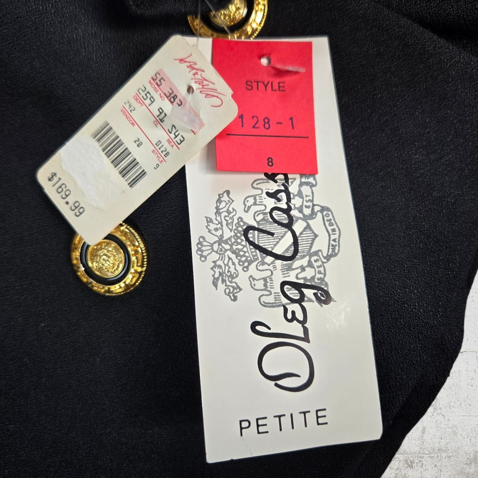 Oleg Cassini Vintage Black Double Breasted Blazer Size 8 Size M / US 6-8 / IT 42-44 - 7 Thumbnail