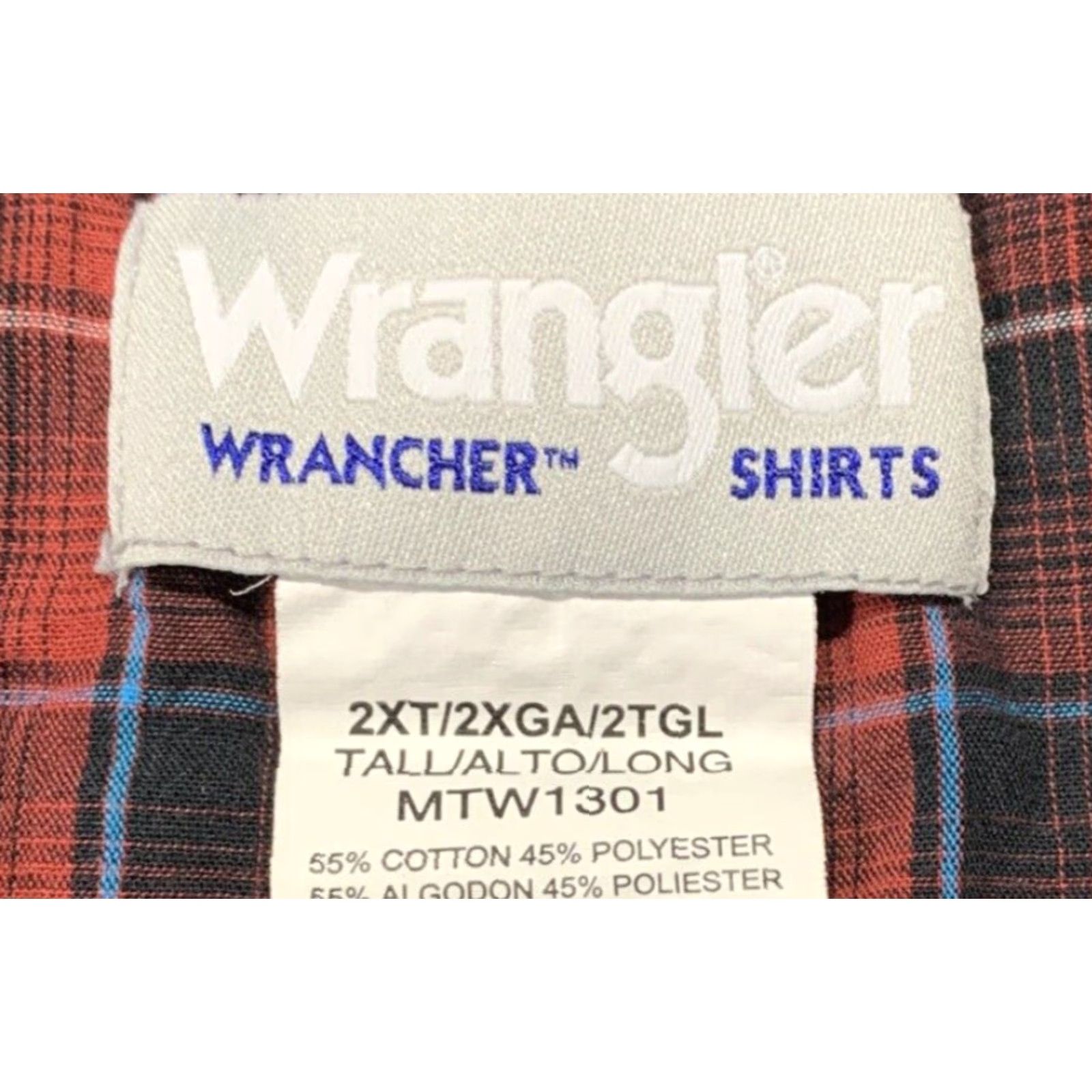 Wrangler Wrangler Wrancher Western Pearl Snap Red Black Long Sleeve Shirt Men's 2XT Size US XXL / EU 58 / 5 - 6 Thumbnail