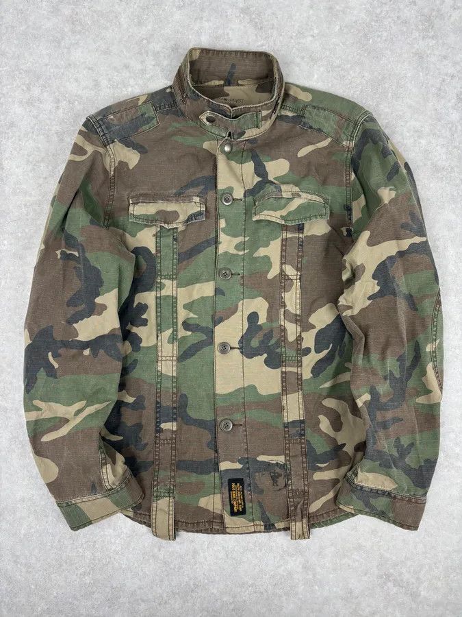 Polo Ralph Lauren 2010s Ralph Lauren Olive Camo Military Shirt Jacket Size US M / EU 48-50 / 2 - 1 Thumbnail