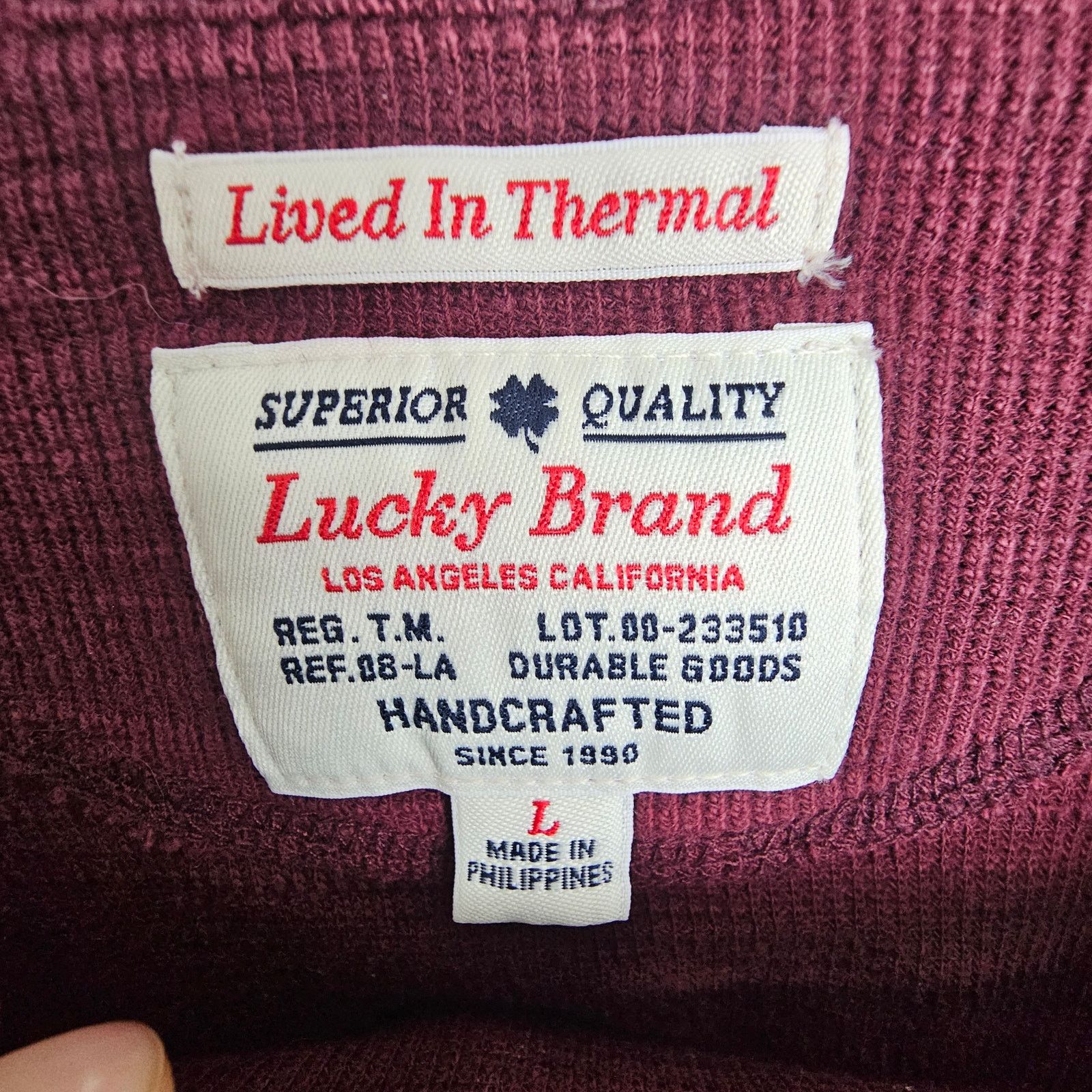 Lucky Brand Lucky Brand Shirt L Red Lived In Thermal Shirt LS Crew Neck Size US L / EU 52-54 / 3 - 6 Thumbnail
