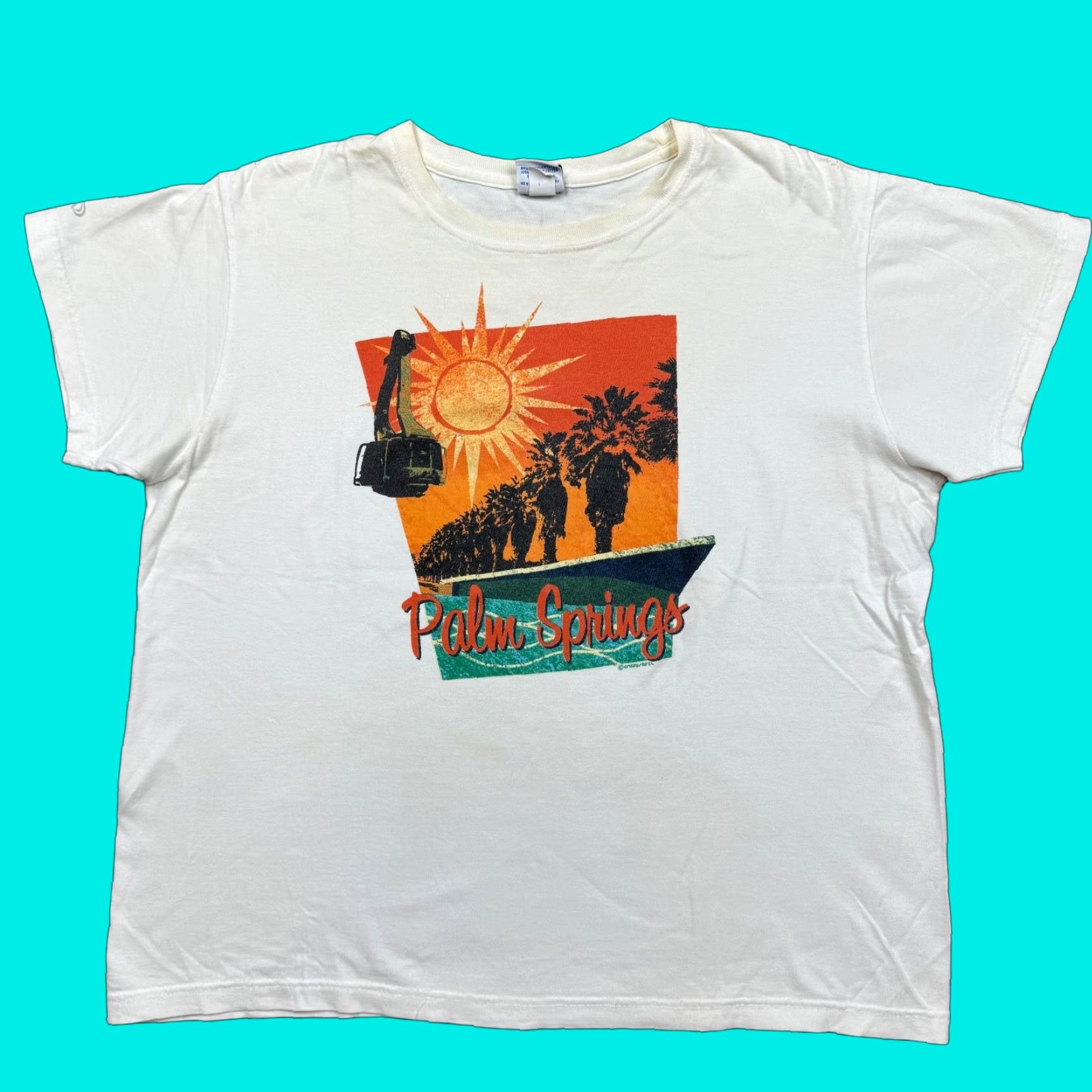 Vintage Crazy Shirts Womens Large White T-Shirt Cropped Palm Springs Logo Casual Ladies Size L / US 10 / IT 46 - 1 Thumbnail
