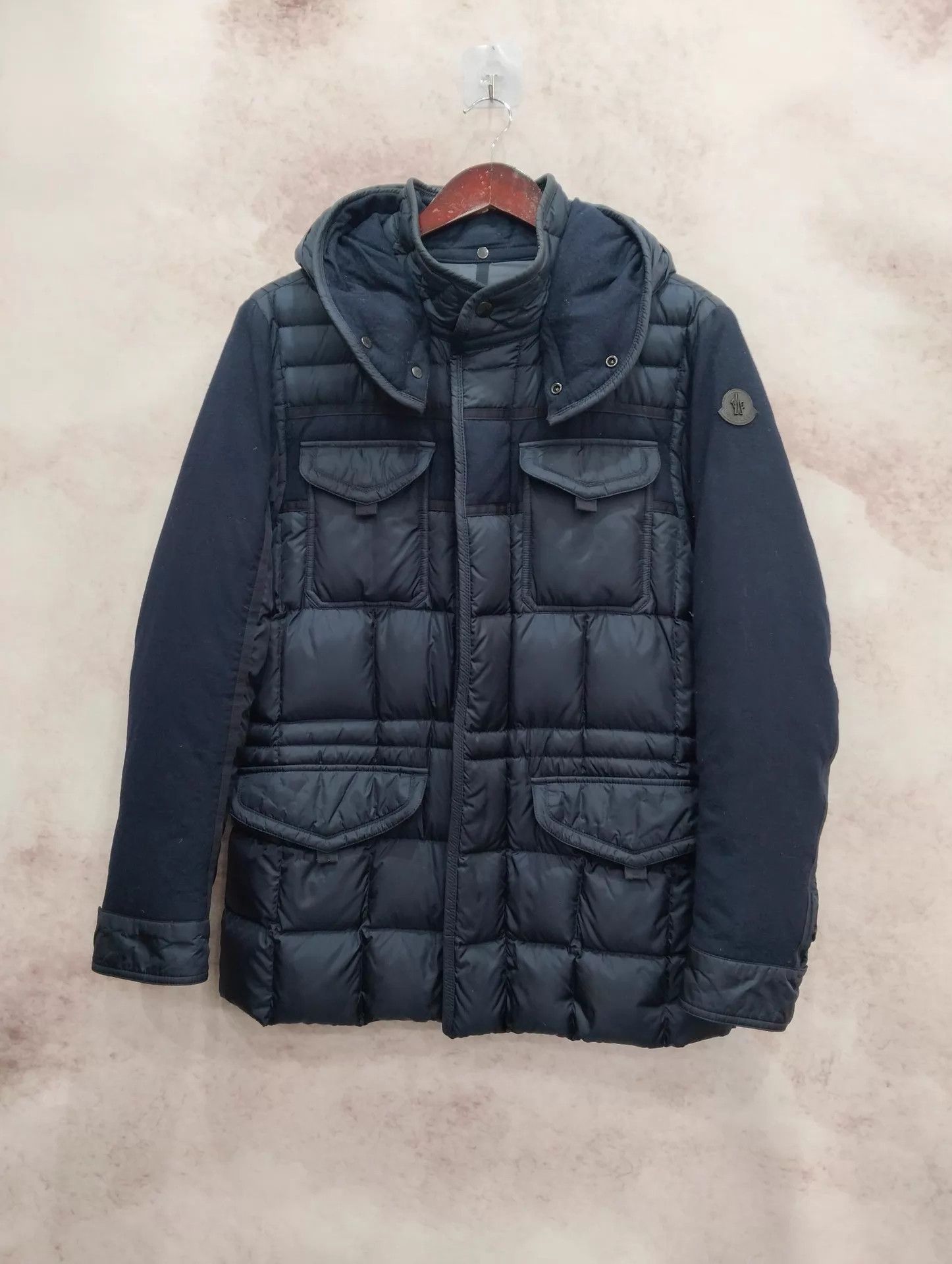 Moncler Moncler Navy Wool Paneled Puffer Jacket Size 2 Size XS / US 0-2 / IT 36-38 - 1 Thumbnail