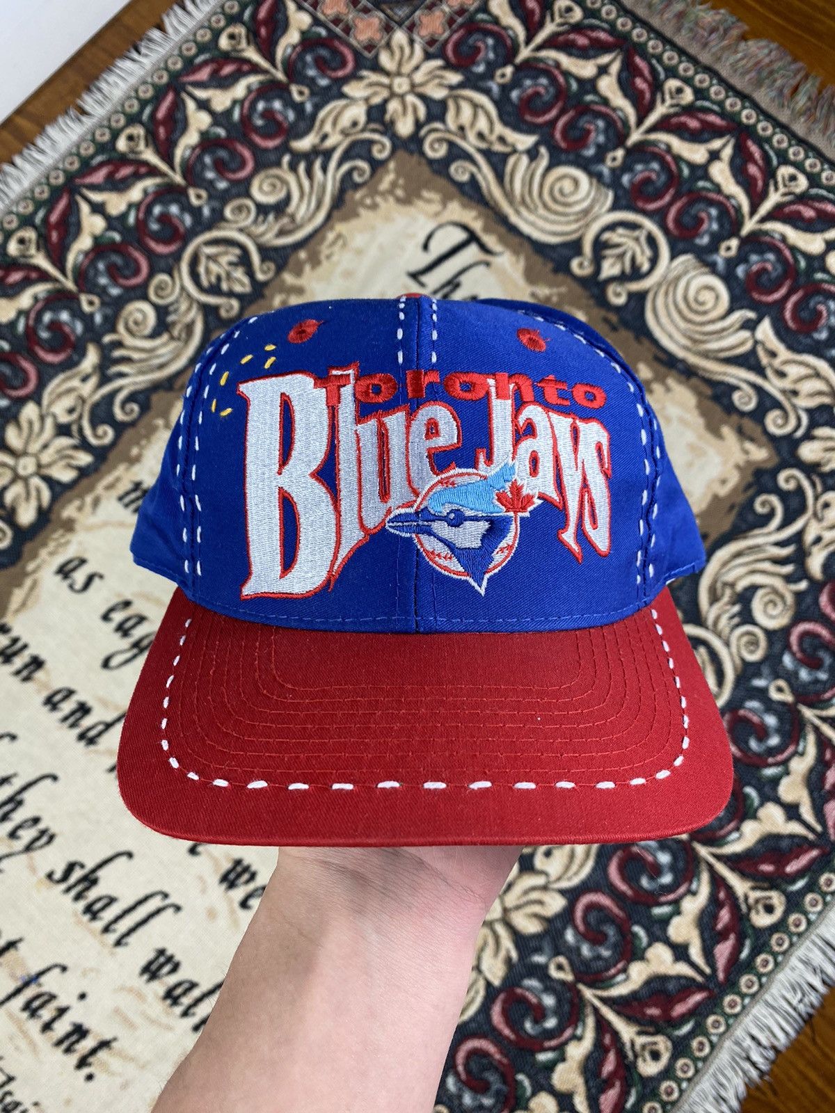 image of Mlb x Vintage Pain ✞ • Vintage Toronto Blue Jays Fitted in Blue/Red, Men's