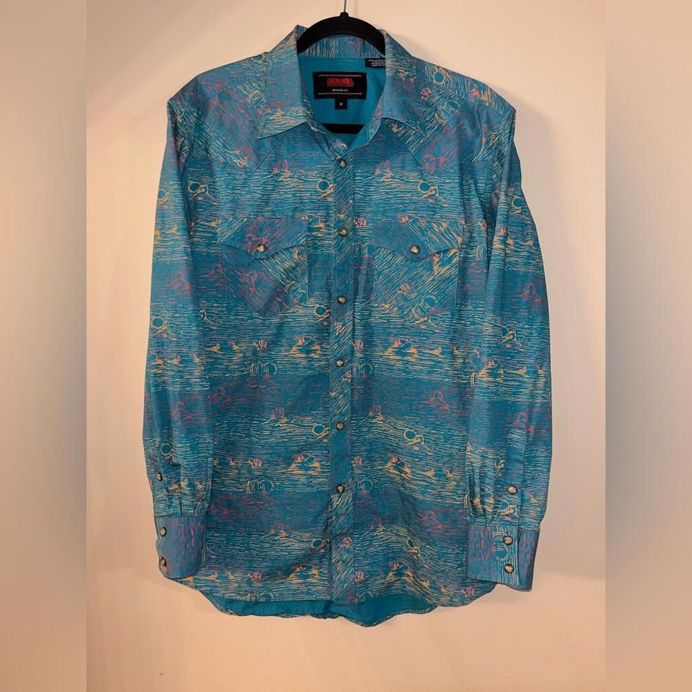 Designer Rock and Roll denim western button down shirt Medium modern Size US M / EU 48-50 / 2 - 2 Thumbnail