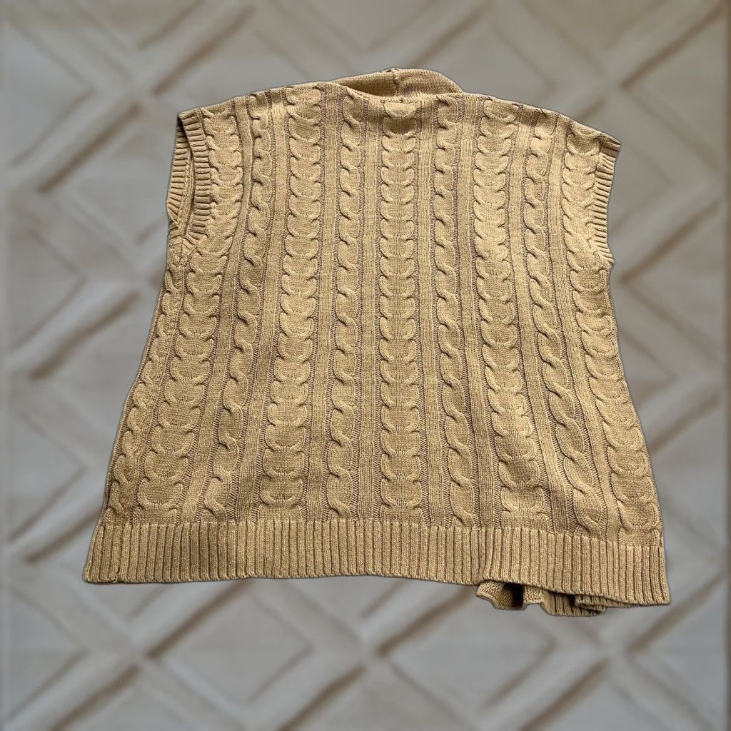 Chaps VINTAGE CHAPS Open Vest Sweater Womens XL Brown Cable Knit Sleeveless Casual Size XL / US 12-14 / IT 48-50 - 1 Thumbnail