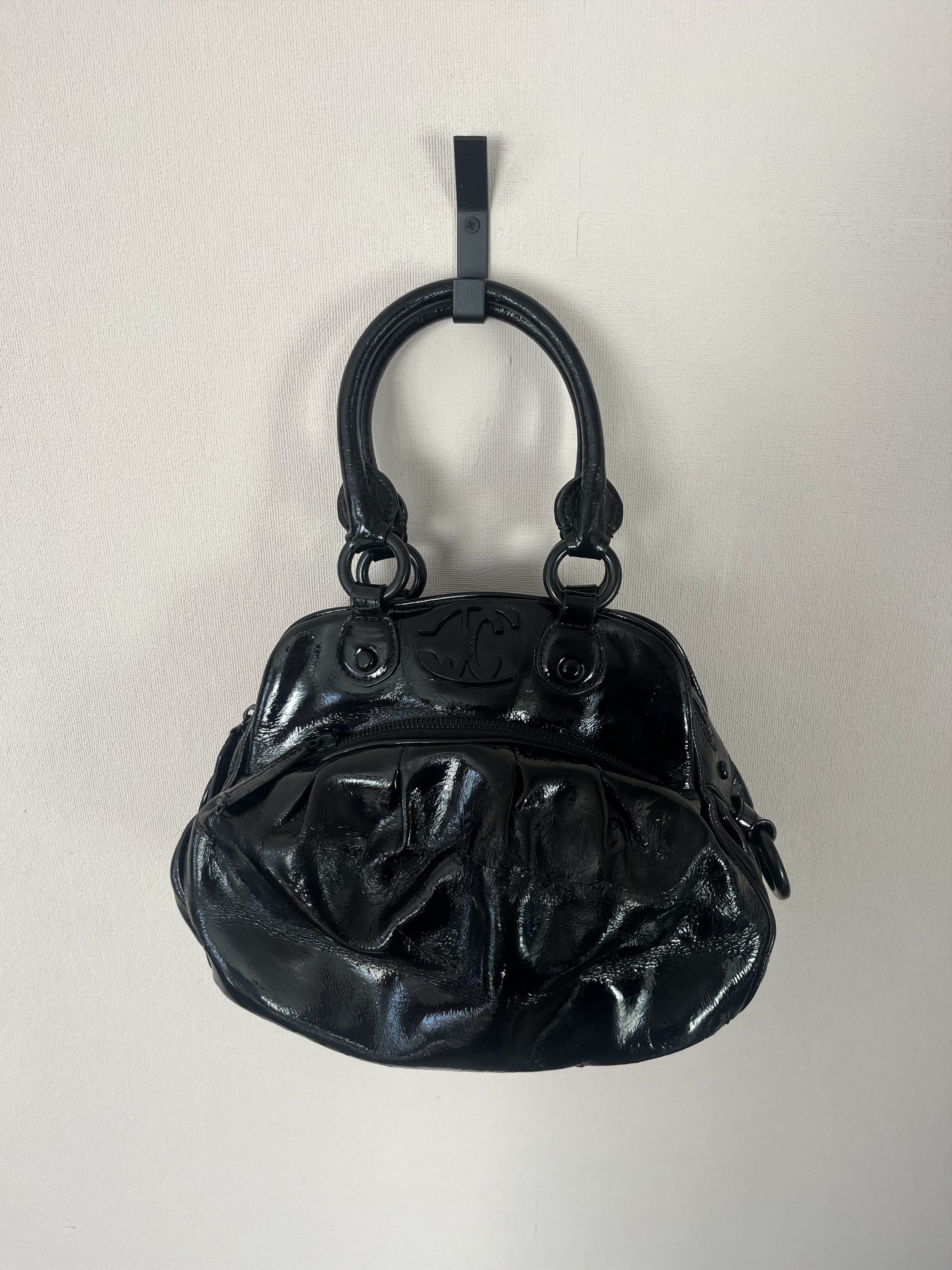 Just Cavalli Just Cavalli Black Patent Leather Satchel Bag Top Handle Size ONE SIZE - 1 Thumbnail