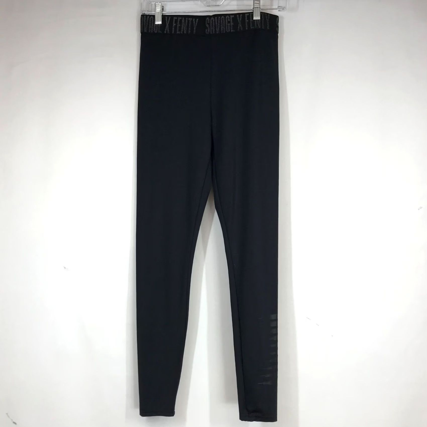 Vintage SAVAGE FENTY BLACK NYLON BLEND LEGGINGS PANTS Womens M Size 32" / US 10 / IT 46 - 4 Thumbnail