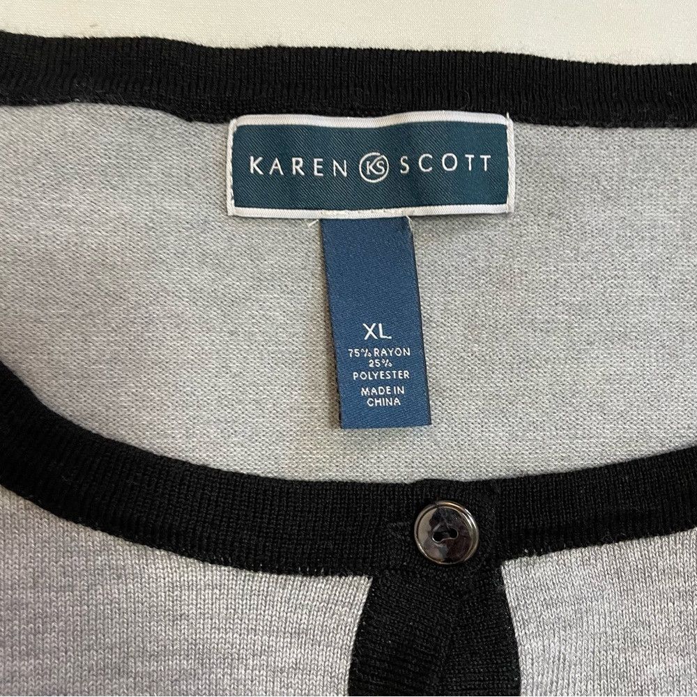 Other Karen Scott Gray Black Stripes Cardigan Size XL Size XL / US 12-14 / IT 48-50 - 7 Thumbnail
