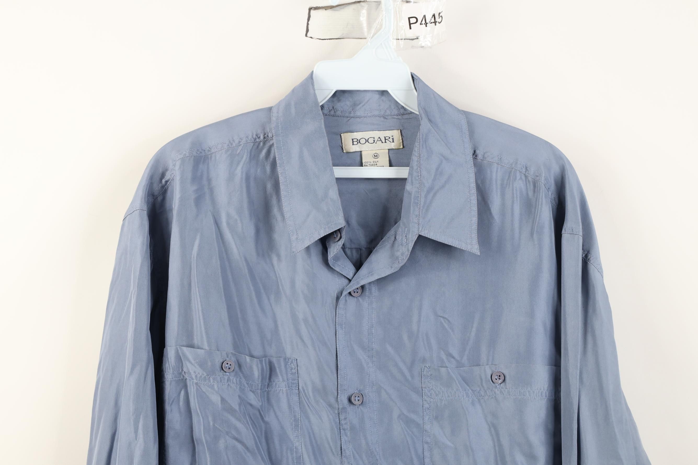 Vintage Vintage 90s Streetwear Baggy Silk Collared Button Shirt Blue Size US M / EU 48-50 / 2 - 2 Thumbnail