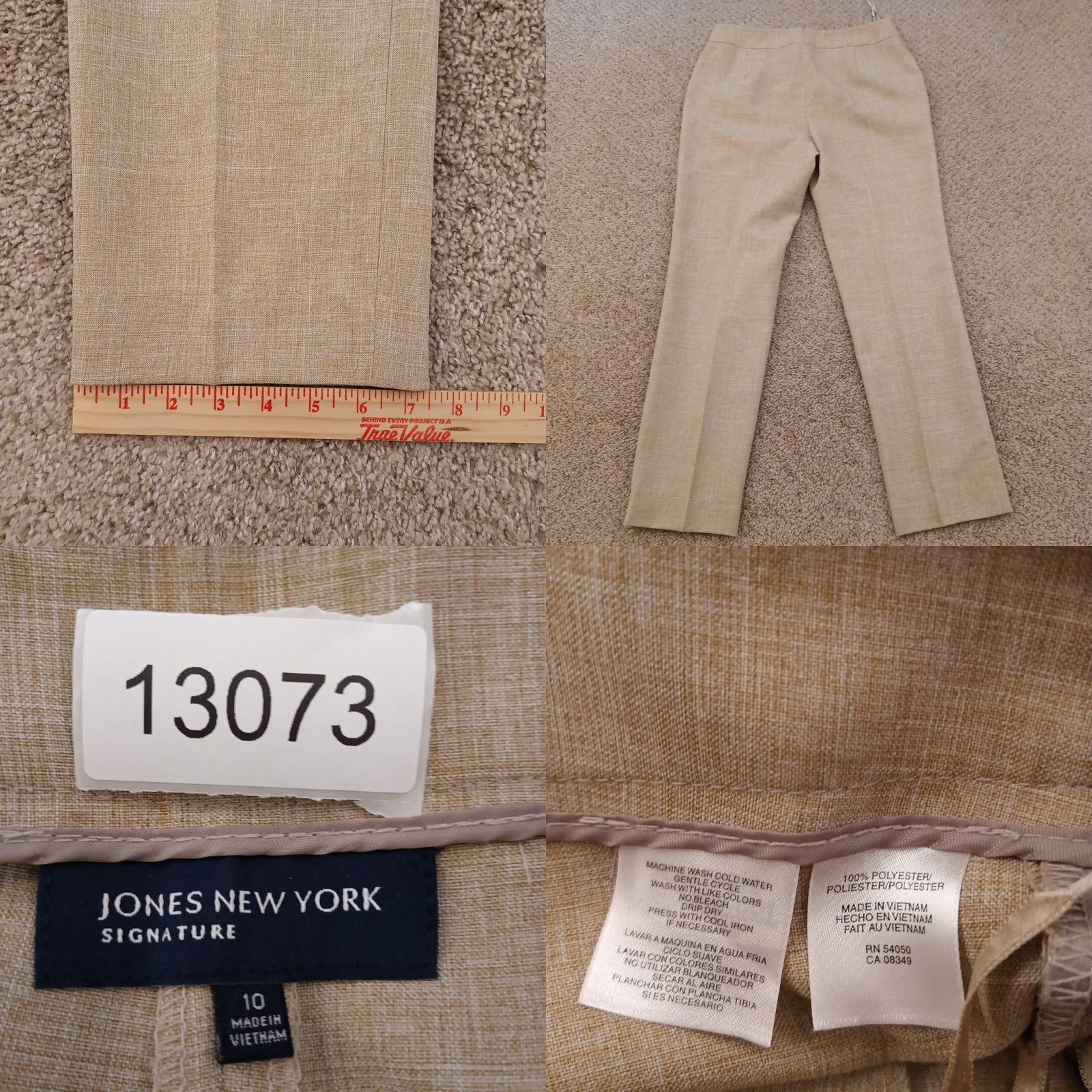 Jones New York Jones New York Dress Pants Womens Size 10 Beige Plaid 32x29 High Rise Dress Pants Womens Regular Beige 32 29 Straight Jeans/Pants Size 32" / US 10 / IT 46 - 8 Thumbnail