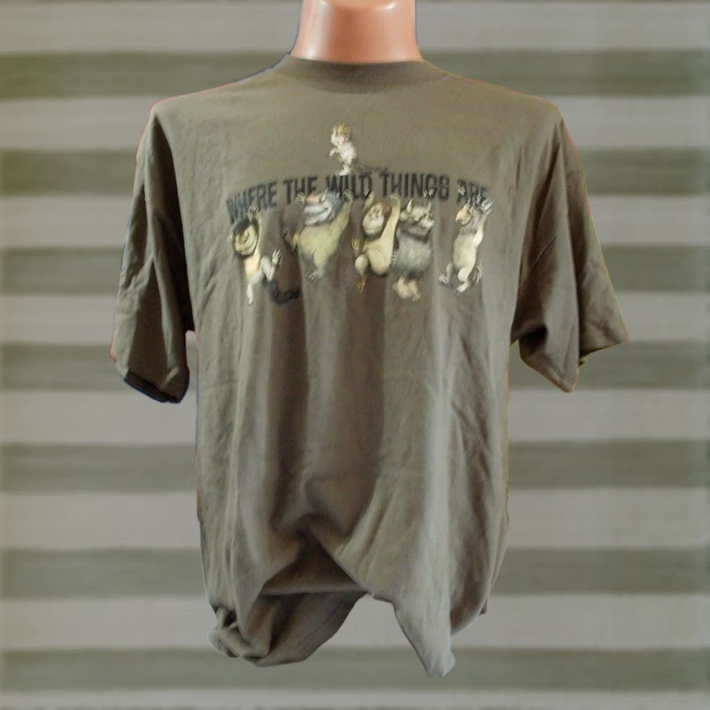 Delta Where The Wild Things Are vintage T Shirt Delta Pro Weight Men XL Olive Graphic Print 90s Movie Cartoon Shoes? Size US XL / EU 56 / 4 - 1 Thumbnail