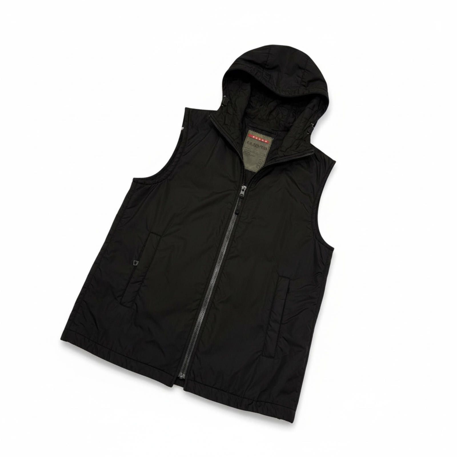 Prada Prada - Men's Black Quilted Hooded Vest Size 50 Size US M / EU 48-50 / 2 - 1 Thumbnail