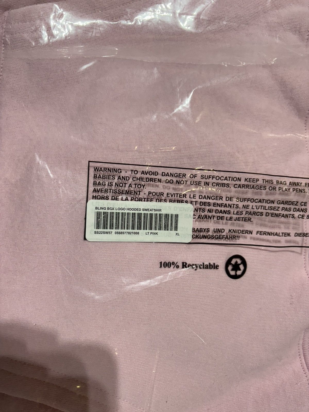 Supreme Supreme Bling Box Logo Hooded Sweatshirt 'Light Pink' Size US XL / EU 56 / 4 - 4 Thumbnail