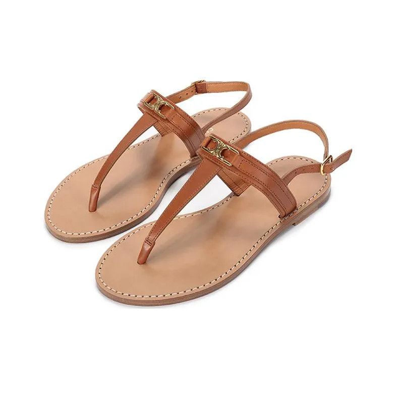 Celine o1bcso1str0724 Flat Sandal 05 Vegetal Calfskin in Tan Size US 7 / IT 37 - 3 Thumbnail