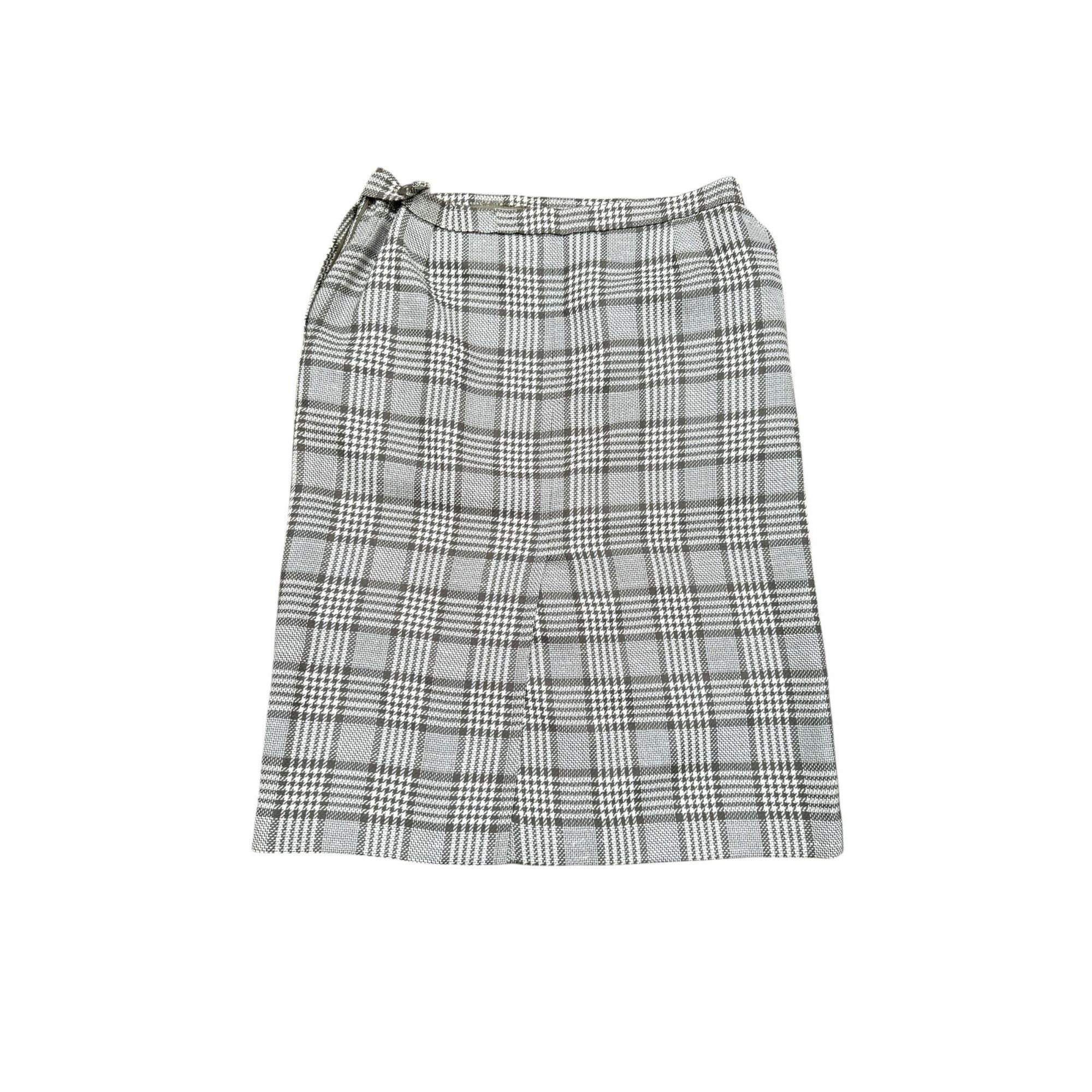 Yves Saint Laurent Brown Beige Checkered Skirt Suit Size L / US 10 / IT 46 - 6 Thumbnail
