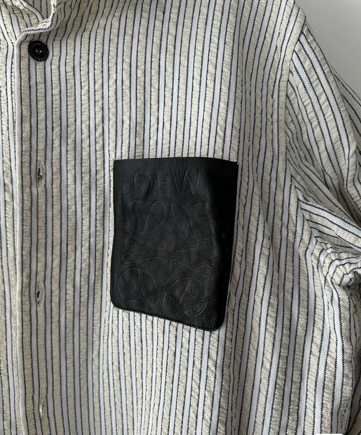 Loewe Loewe Striped Cotton Shirt with Leather Pocket Size US L / EU 52-54 / 3 - 2 Thumbnail