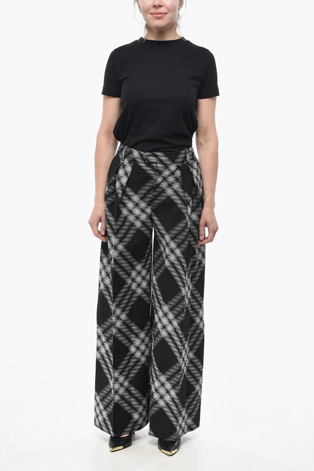 Burberry og1mm0426 Wool 2-Pleat Pant in Black & White Size 28" / US 6 / IT 42 - 4 Thumbnail