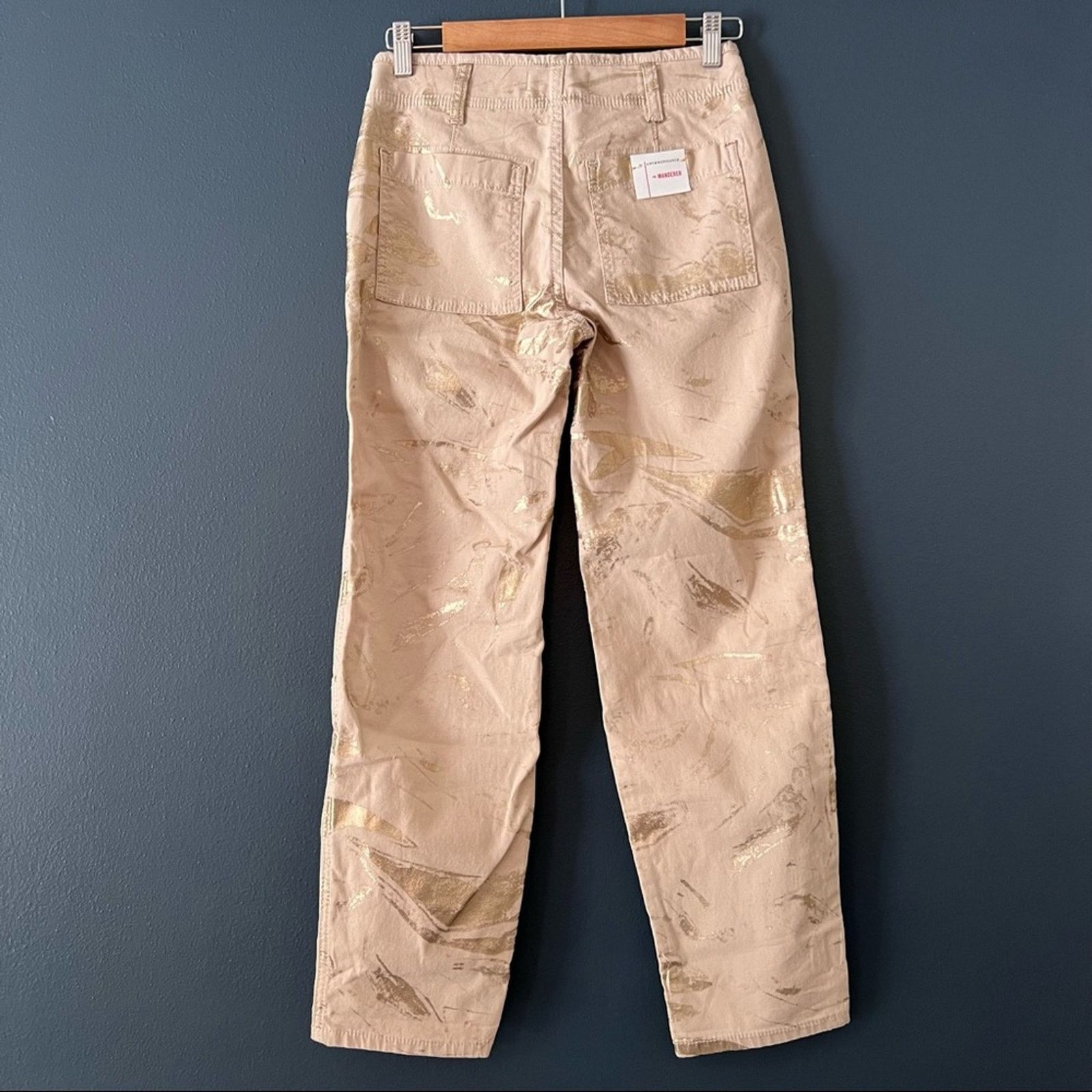Anthropologie Anthropologie Wanderer utility pant khaki and gold painted Size 28" / US 6 / IT 42 - 2 Thumbnail