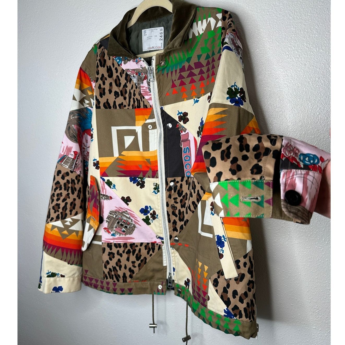 Sacai Sacai Tan Mixed Print Patchwork Velvet Collar Jacket 4 / XL Size US XL / EU 56 / 4 - 5 Thumbnail