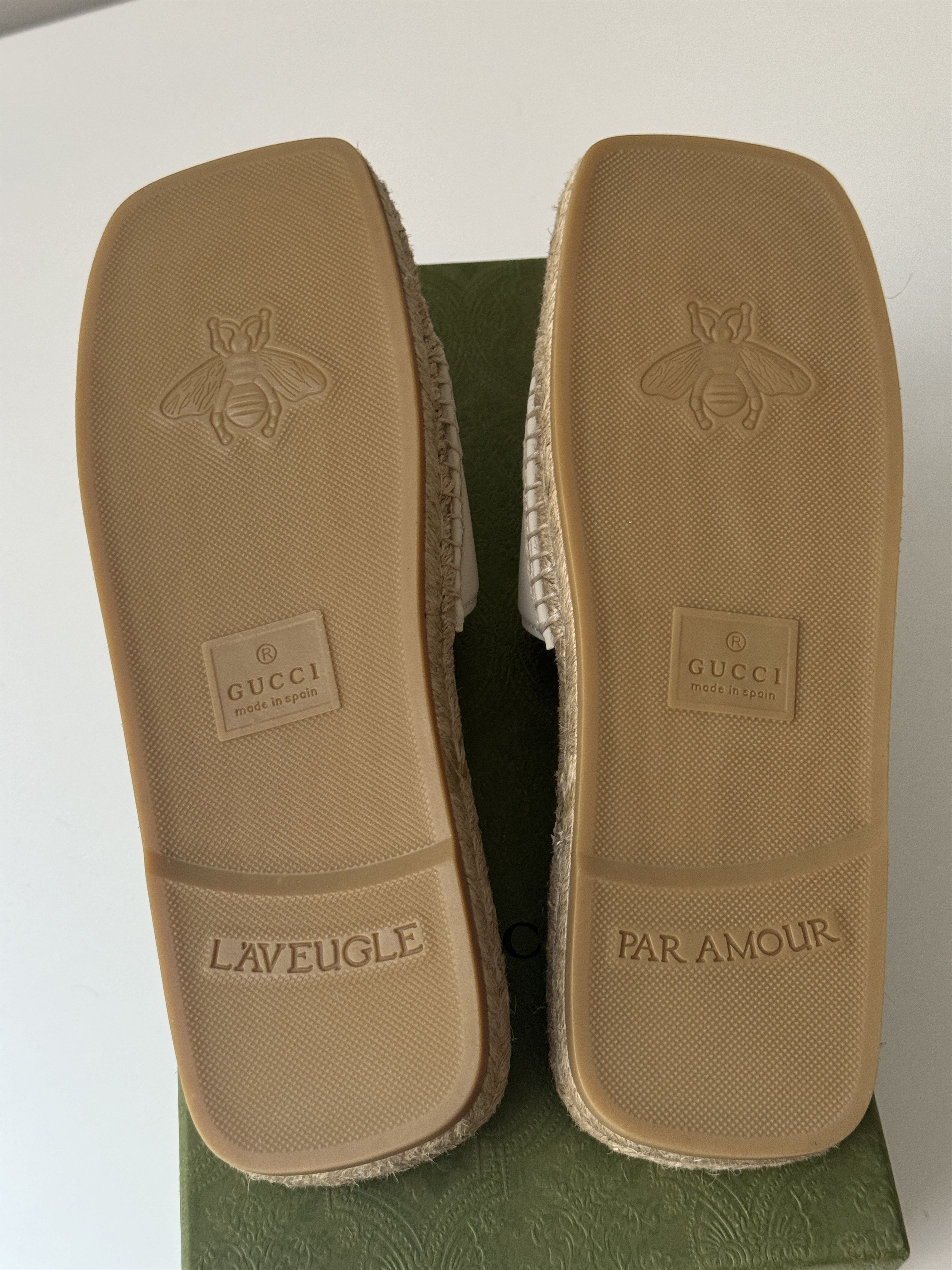 Gucci size 40G - Gucci Espadrille White GG cutout slide sandal Size US 10 / IT 40 - 4 Thumbnail