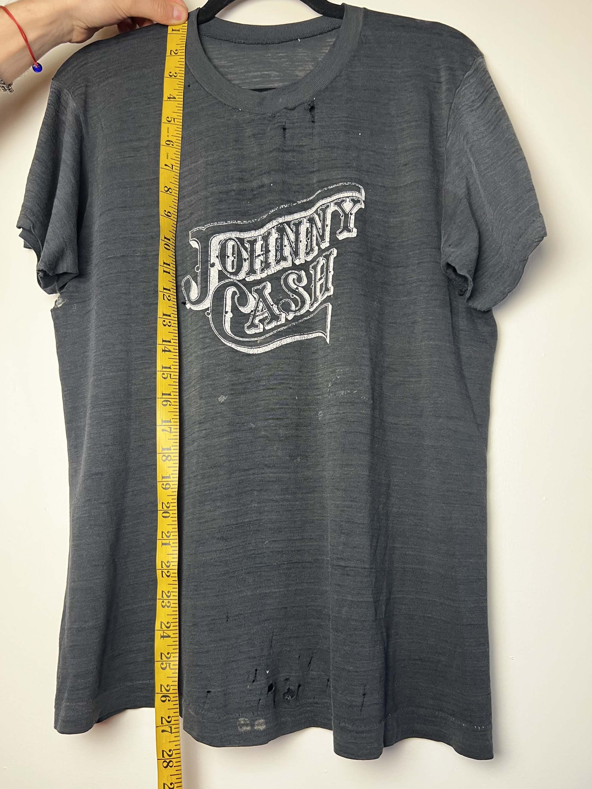 Vintage RARE Vintage 1980's Johnny Cash Ultra Thin T-Shirt Size US M / EU 48-50 / 2 - 13 Thumbnail