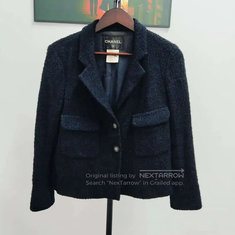 Chanel Chanel Navy Blue Women's Jacket for Spring/Fall . Size L / US 10 / IT 46 - 1 Thumbnail