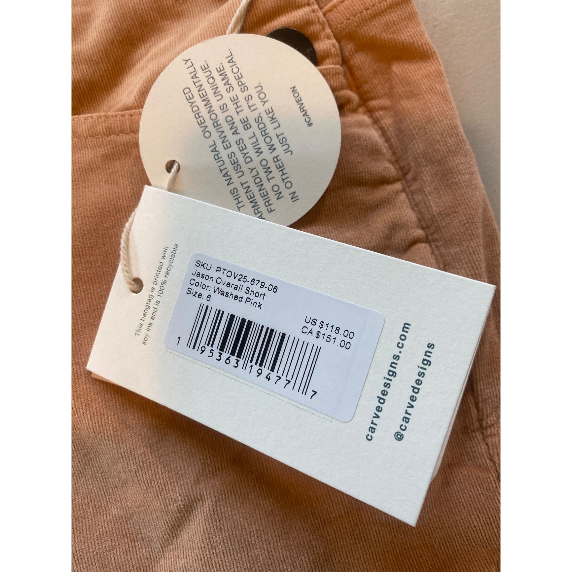 Other NWT Carve Designs Women's 6 Jason Overall Short Washed Pink Size 28" / US 6 / IT 42 - 8 Thumbnail