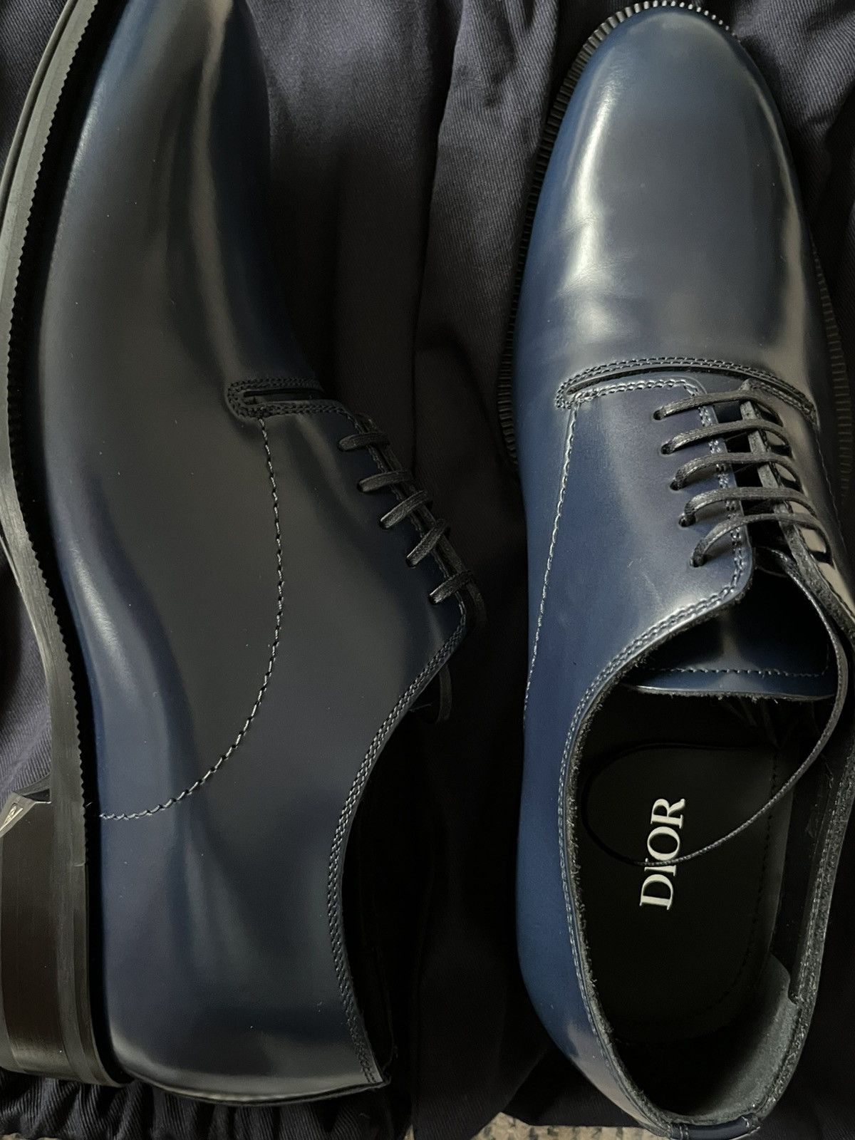 Dior Dark Blue Leather Dress Shoes Size US 7 / EU 40 - 5 Thumbnail