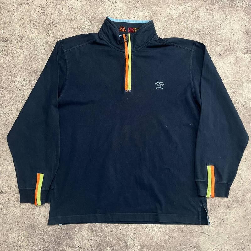 Paul & Shark × Vintage Paul Shark Polo 1/4 Zip Shirt Rugby Cotton Navy Blue Size L Size US L / EU 52-54 / 3 - 1 Thumbnail