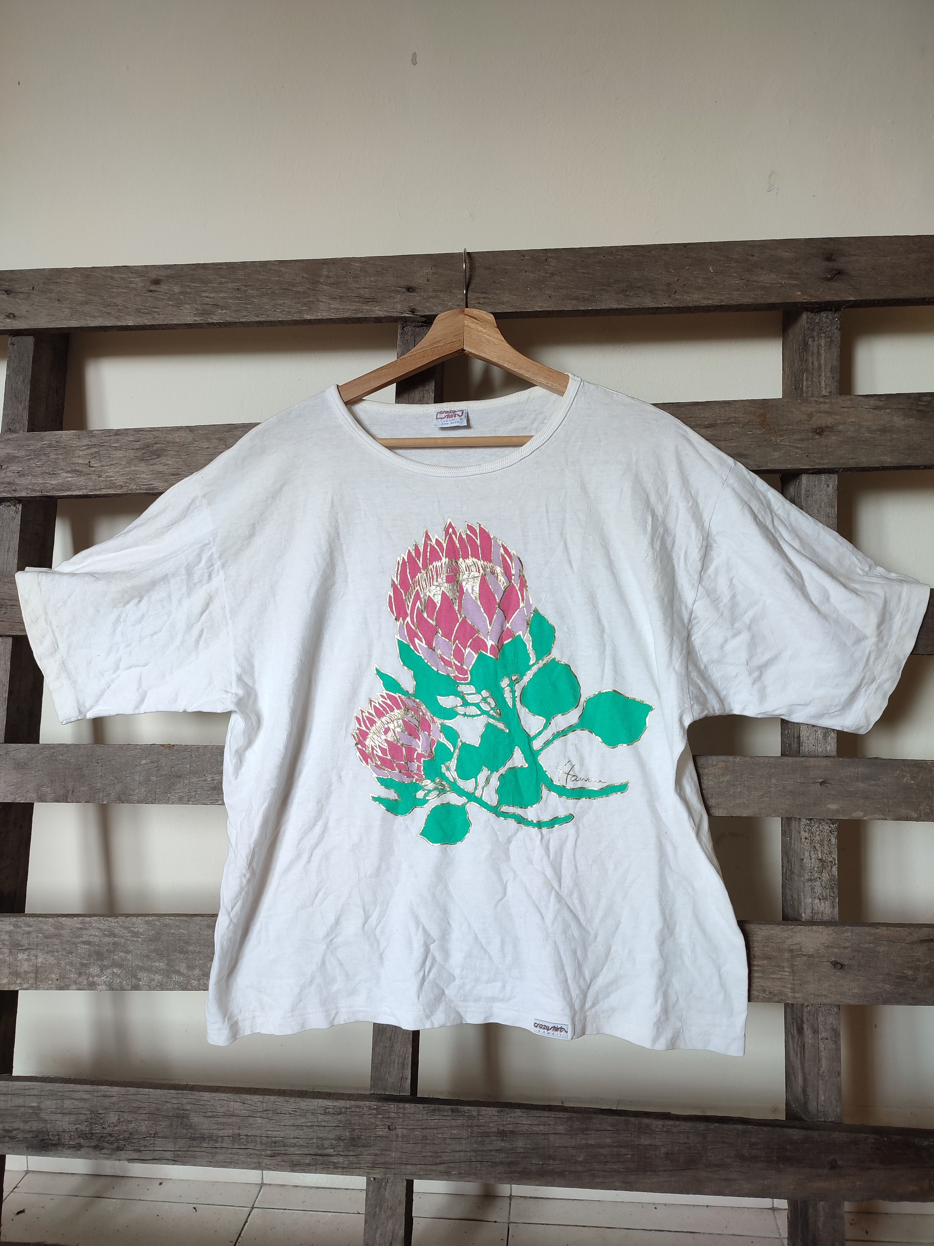 Vintage 💥80s Crazy Shirt Hawaii Flower Vintage Tees Size US L / EU 52-54 / 3 - 2 Thumbnail