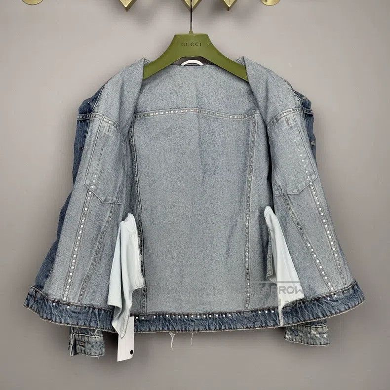 Miu Miu Miu Miu 38 Women's rhinestone rivet decorative denim jacket Size M / US 6-8 / IT 42-44 - 5 Thumbnail