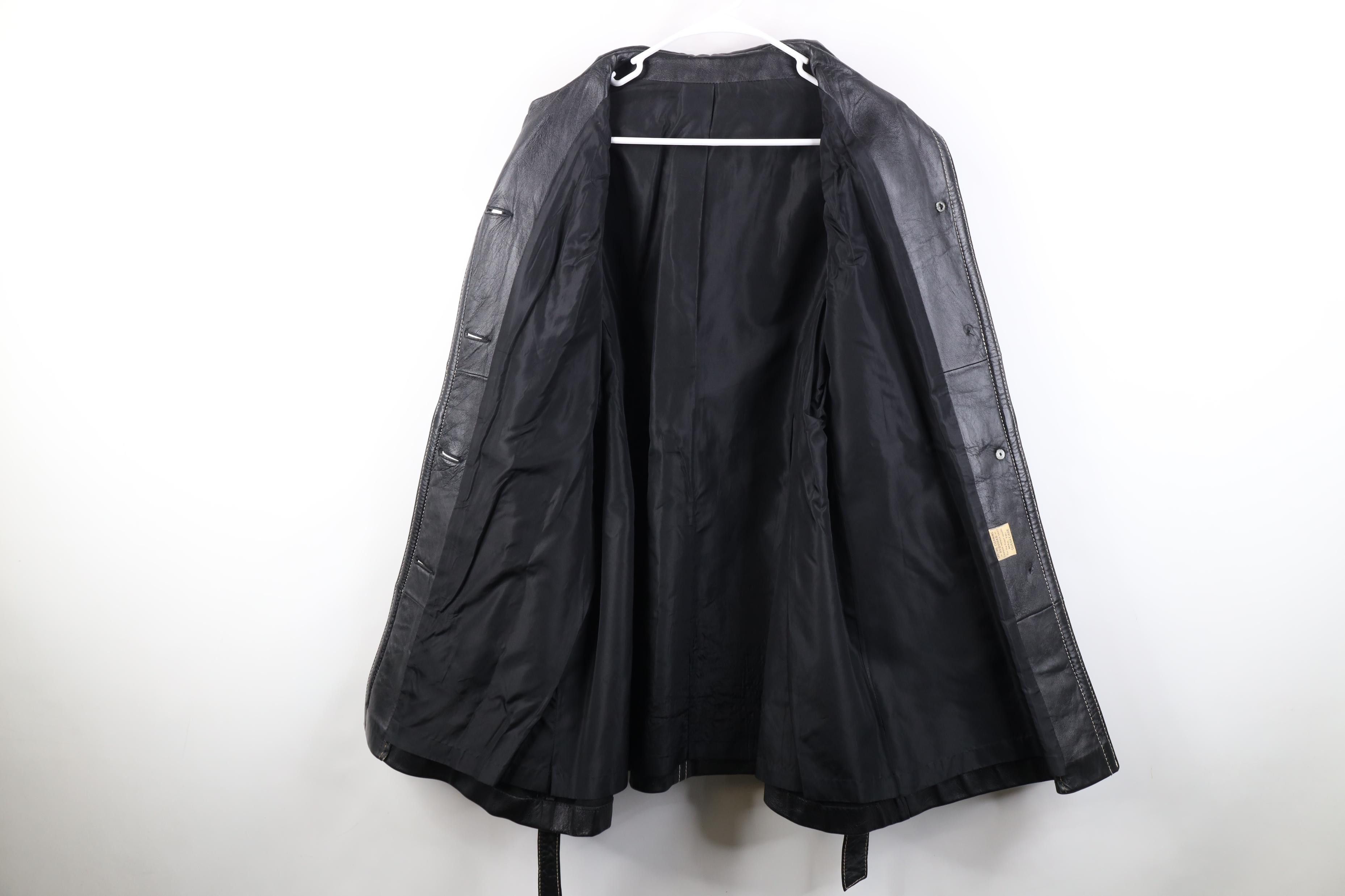 Vintage Vintage 70s Streetwear Leather Trench Coat Jacket Black Size L / US 10 / IT 46 - 12 Thumbnail