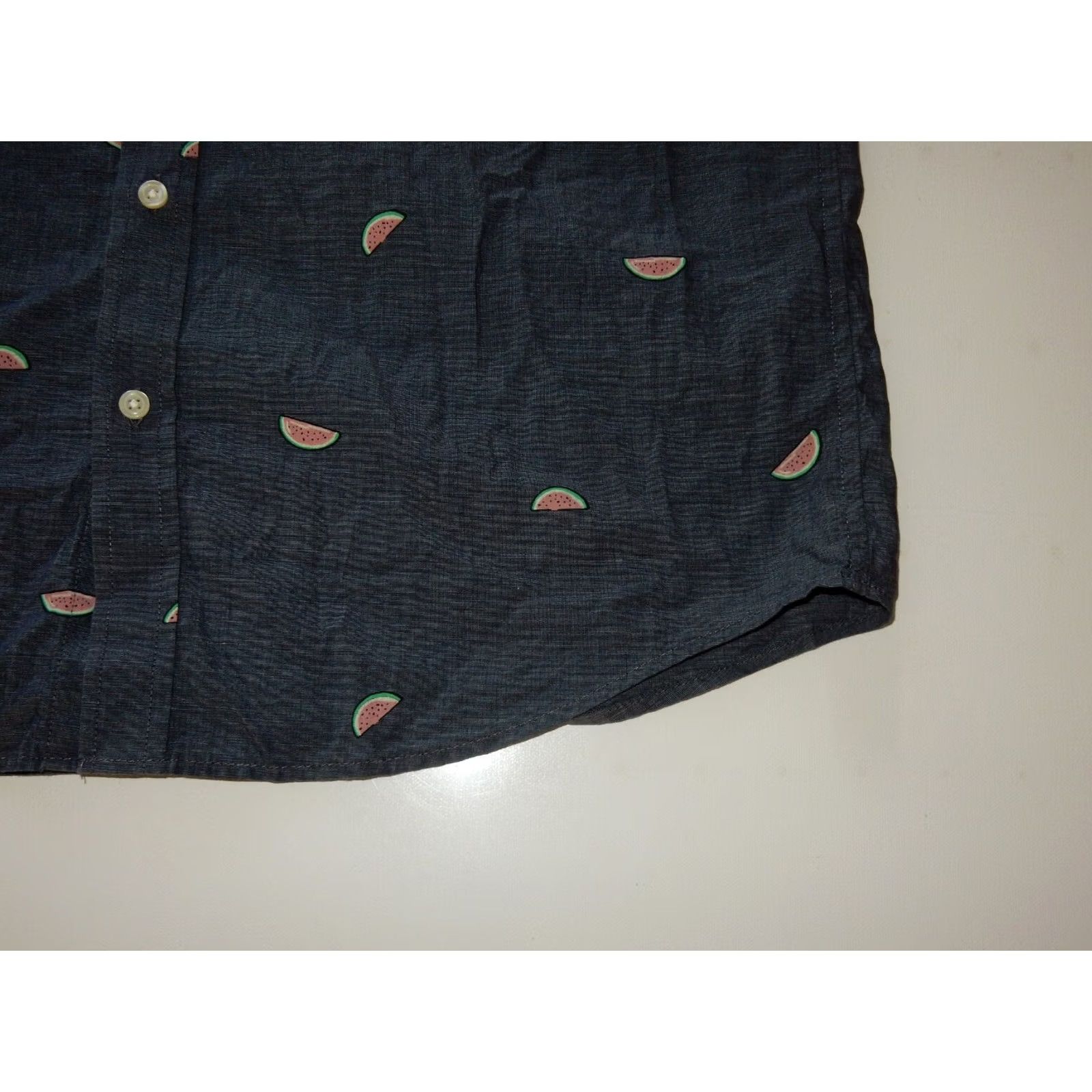Banana Republic Banana Republic Shirt Men Button-Up Slim Front Short Sleeve L Cotton Blue Watermelon 90s Size US L / EU 52-54 / 3 - 2 Thumbnail