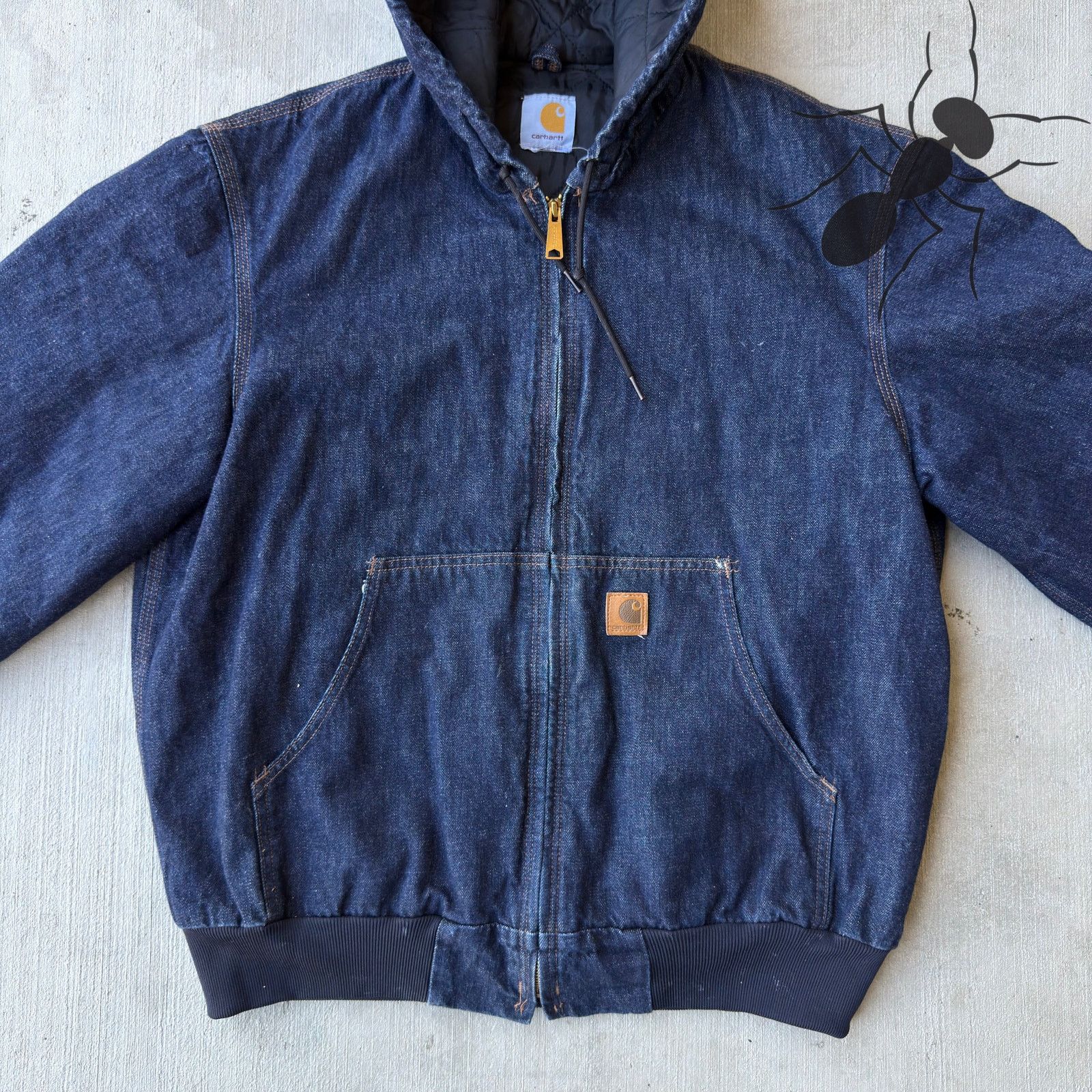 Carhartt × Vintage Carhartt dark blue denim hooded work wear jacket Size US L / EU 52-54 / 3 - 3 Thumbnail