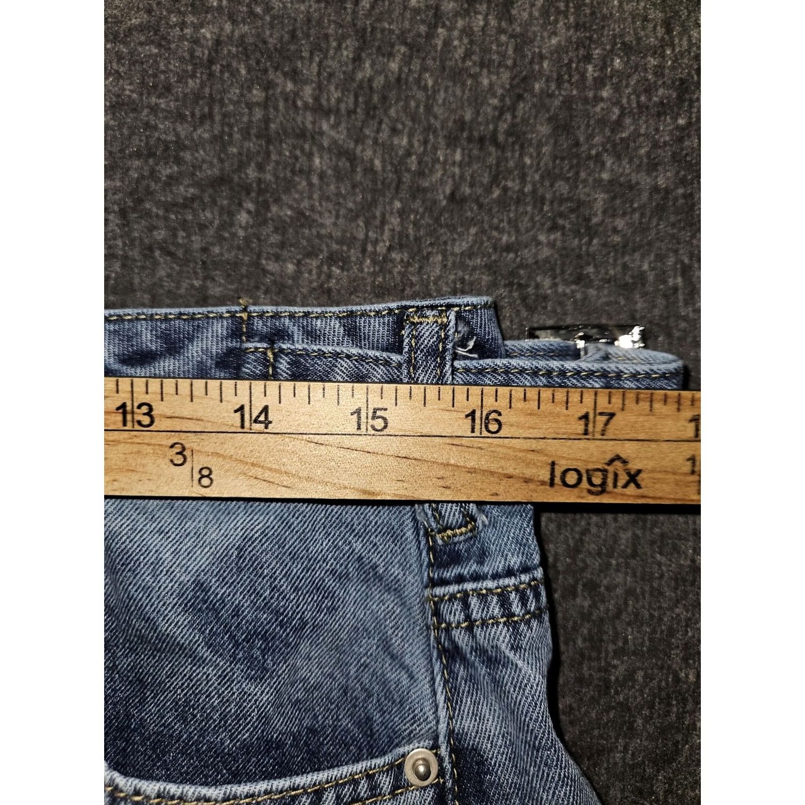 Shein SHEIN Jeans Womens Size 32 Blue High Rise Wide Leg Distressed Denim Buckle Waist Size 24" / US 00 / IT 34 - 4 Thumbnail