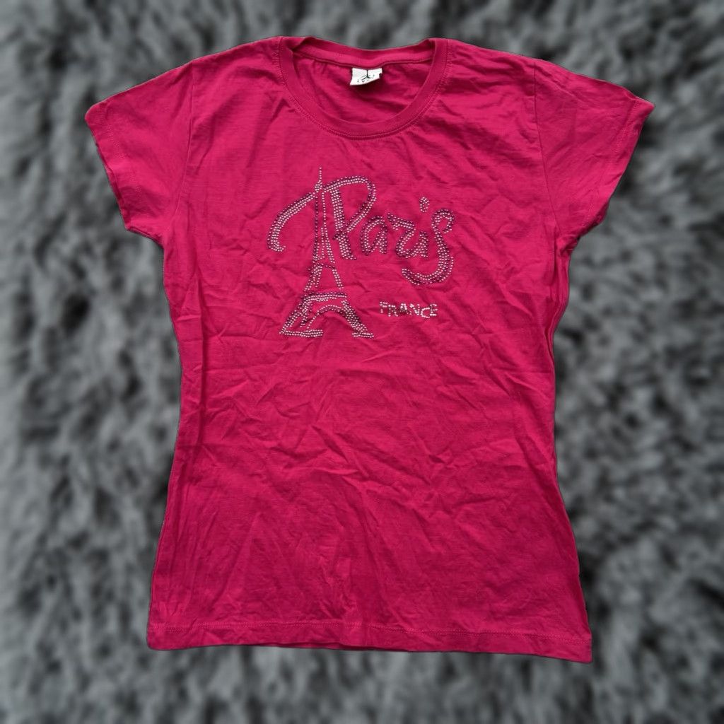 Vintage VINTAGE LYDA Paris Shirt Womens Large Pink 100% Cotton Short Sleeve Rhinestone Coquette Barbiecore City Paris Retro T-Shirt Mens? Wait. Size L / US 10 / IT 46 - 1 Thumbnail