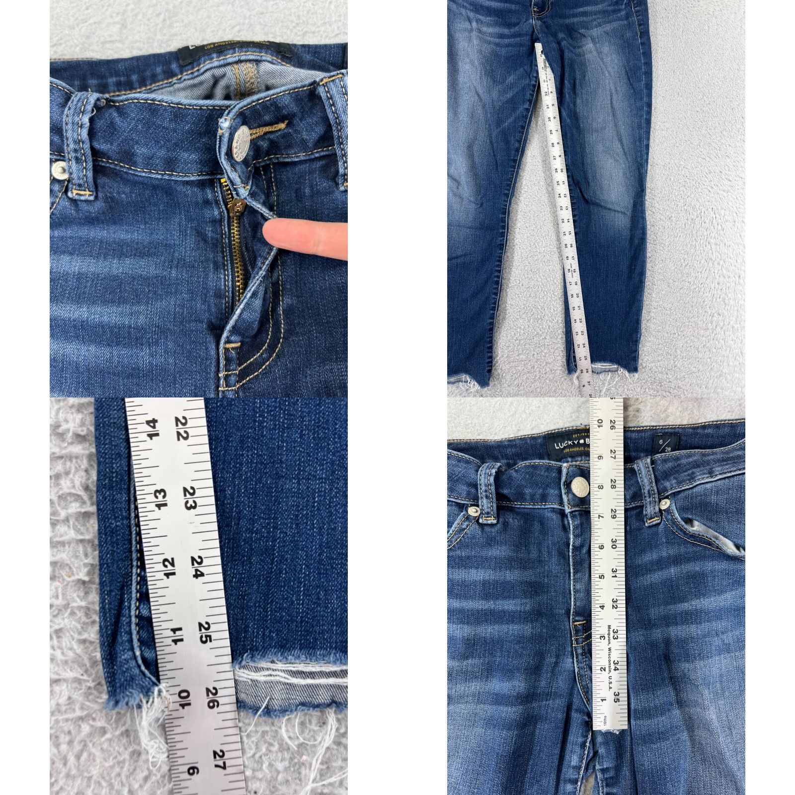 Lucky Brand Lucky Jeans Womens 6 Blue Denim Skinny Cotton Blend Raw Hem Lolita 90s American Designer Size 28" / US 6 / IT 42 - 8 Thumbnail
